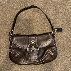 Vintage Coach Chelsea Brown Leather Pebbled Shoulder Handbag F10909